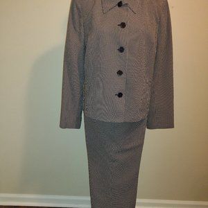 Kasper, Size-14, 2pc Pant Suit, Black-White Print